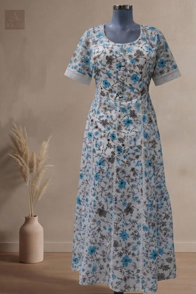 Blue Floral Printed Dress
