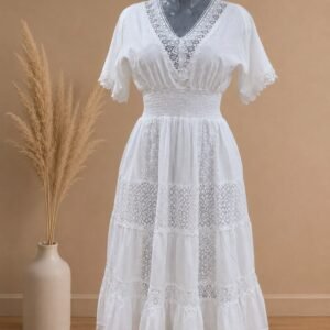 White Dress with Embroidery and Laces