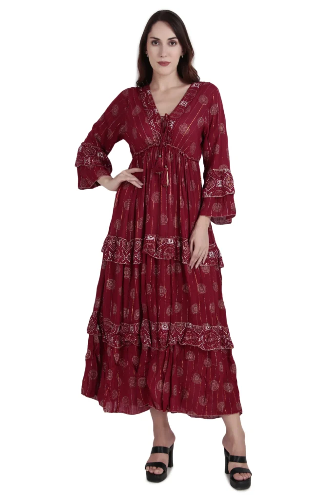 Red Printed Maxi Dress