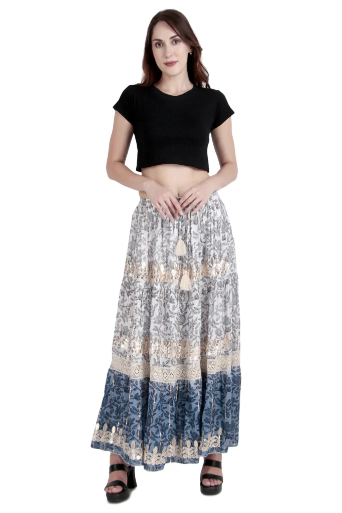 Bohemian Blue Tiered Maxi Skirt